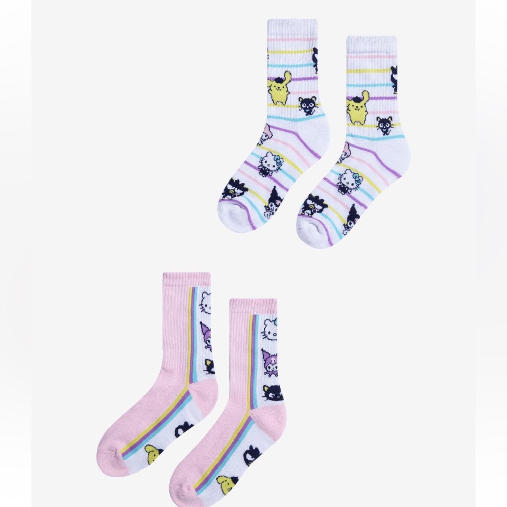Hello Kitty‎ And Friends Stripe Crew Socks Two Pack Hot Topic Sanrio